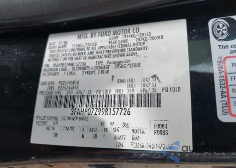 2009 Ford Fusion Se z USA, uszkodzony, nr VIN 3FAHP07Z99R157726